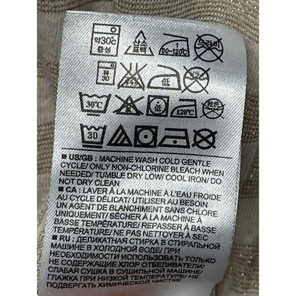 Gap Shirt Womens Small Oatmeal Stripe 3/4 Sleeve Crewneck Metallic Casual Top - Picture 8 of 10